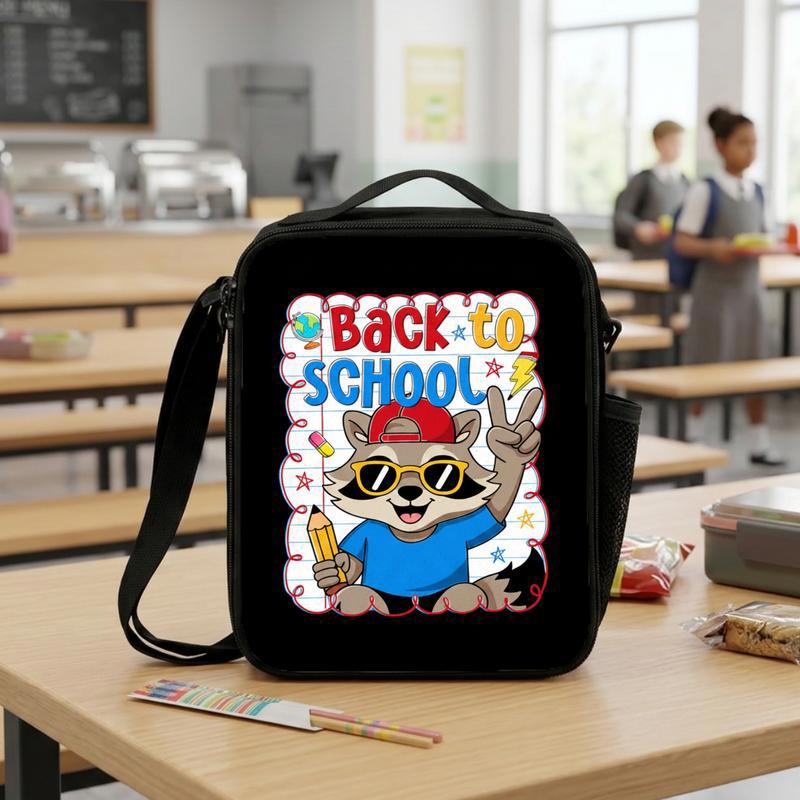 Cute Raccoon Lunch Bag - Kids Back To School Fun Design Lunch Box Bag