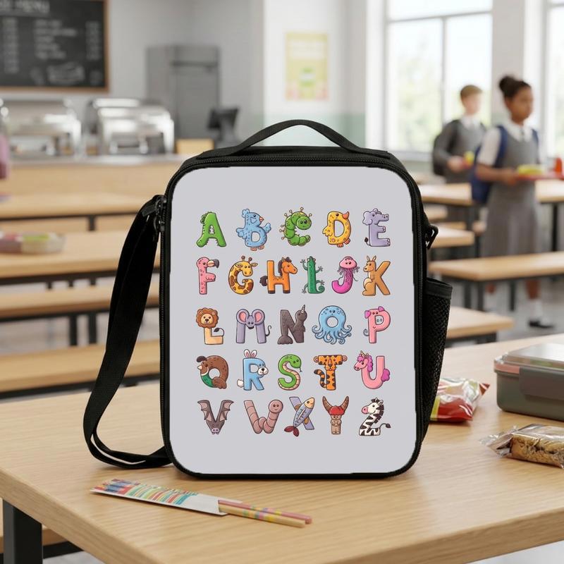 Educational Kids Lunch Bag - Fun ABC Animals Learning Design Lunch Box Bag