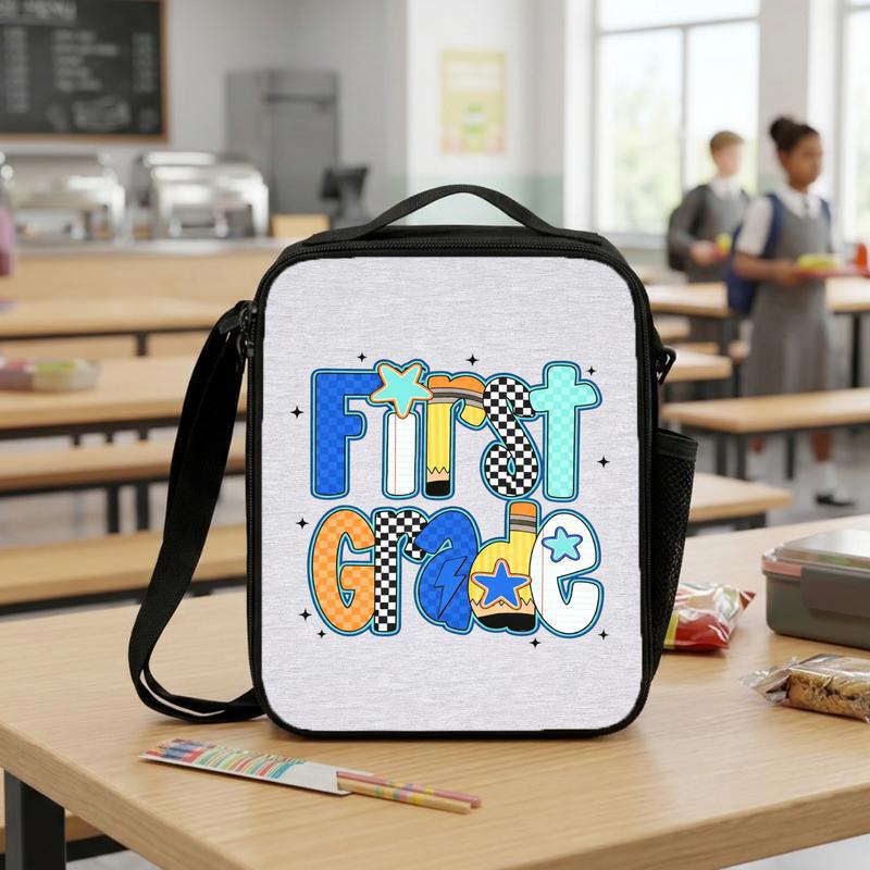 Elementary School First Grade Lunch Bag - Bold Retro Fun Vibes Lunch Box Bag Elementary School First Grade Lunch Bag - Bold Retro Fun Vibes Lunch Box Bag
