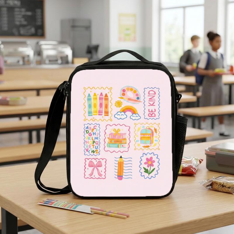 Elementary School Lunch Bag - Colorful School Supplies Art Lunch Box Bag Elementary School Lunch Bag - Colorful School Supplies Art Lunch Box Bag