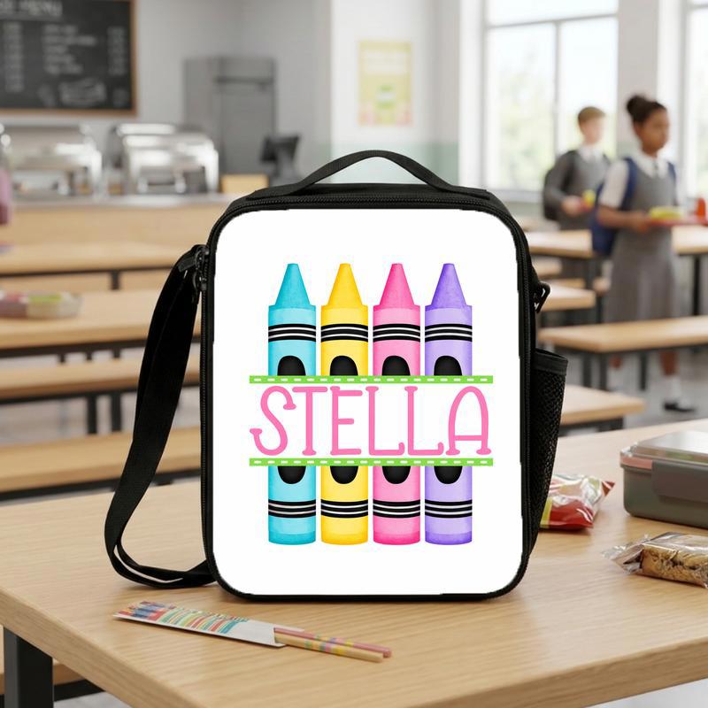 Elementary School Lunch Bag - Custom Name Crayon Style Lunch Box Bag Elementary School Lunch Bag - Custom Name Crayon Style Lunch Box Bag