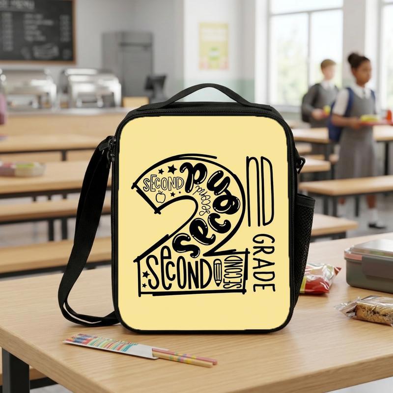 Elementary School 2nd Grade Lunch Bag - Cool Bold Letter Style Lunch Box Bag