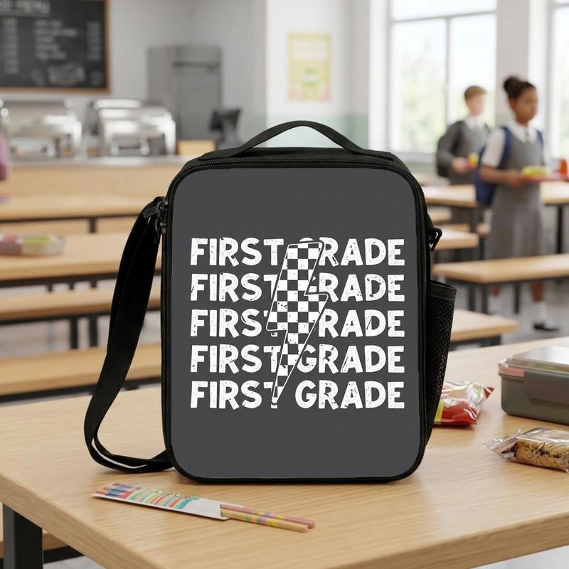First Grade Lightning Checkerboard - Cool Kids School Lunch Bag Lunch Box Bag