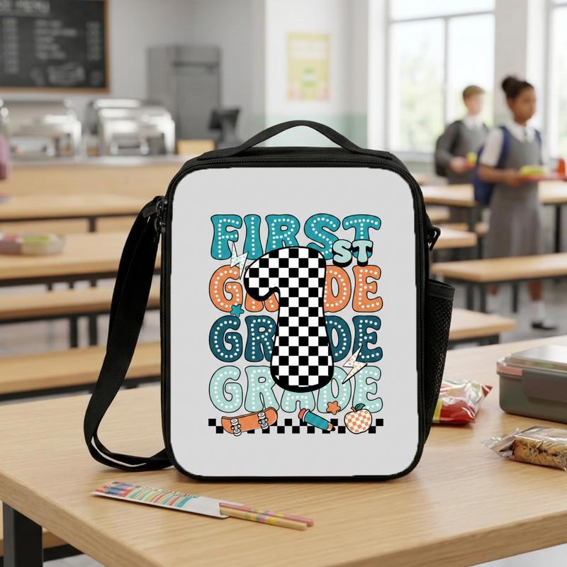 First Grade Lunch Bag - Elementary School Checker Sport Style Lunch Box Bag First Grade Lunch Bag - Elementary School Checker Sport Style Lunch Box Bag