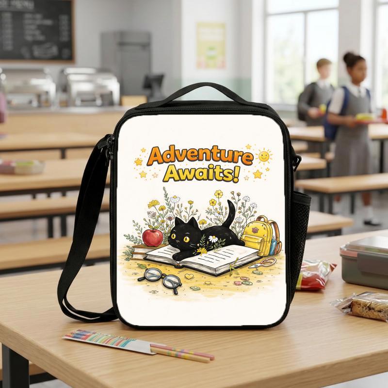 Floral Cat Book Lunch Box Bag Floral Cat Book Lunch Box Bag