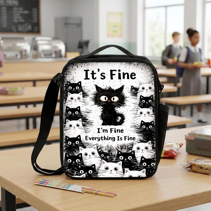 Funny Black Cat School Backpack For Girls Boys Lunch Box Bag Funny Black Cat School Backpack For Girls Boys Lunch Box Bag
