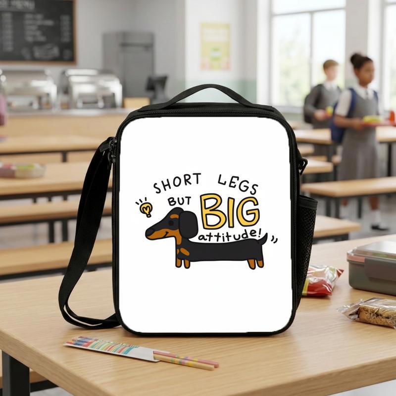 Funny Dashund Dog - Short Legs But Big Attitude Lunch Box Bag Funny Dashund Dog - Short Legs But Big Attitude Lunch Box Bag