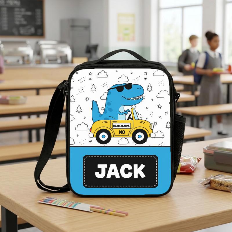 Funny Dinosaur Lunch Bag With Name - Back To School Kids Lunch Box Bag Funny Dinosaur Lunch Bag With Name - Back To School Kids Lunch Box Bag