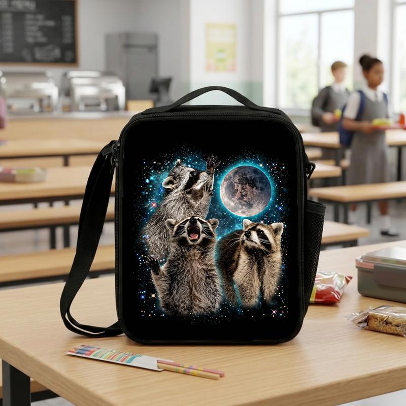 Galaxy Raccoon Moon Lunch Bag - Kids Back To School Style Lunch Box Bag Galaxy Raccoon Moon Lunch Bag - Kids Back To School Style Lunch Box Bag