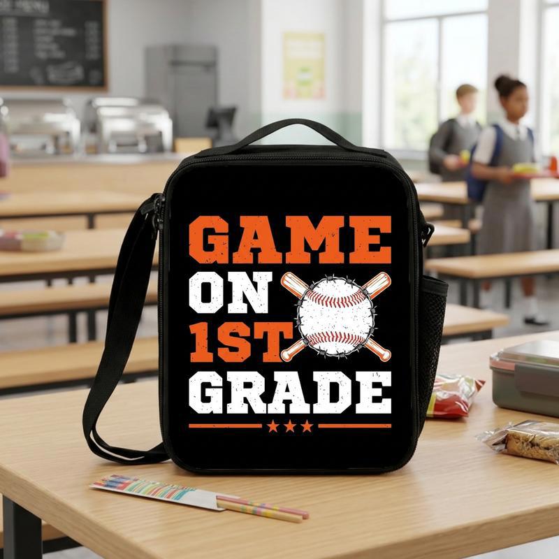 Game On First Grade Lunch Bag - Baseball Kids Gift Lunch Box Bag Game On First Grade Lunch Bag - Baseball Kids Gift Lunch Box Bag
