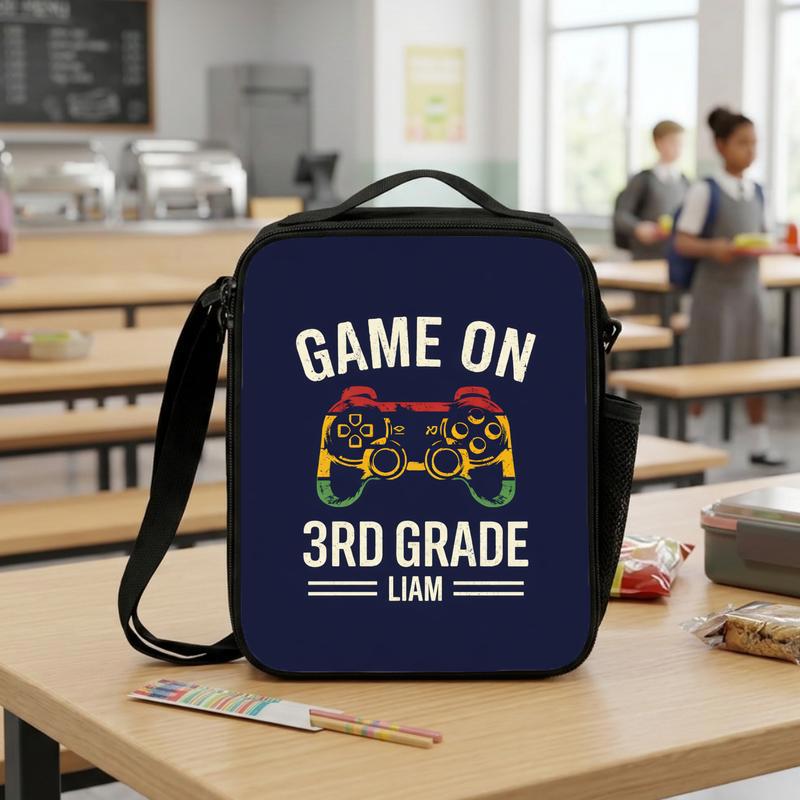 Game On 3rd Grade Lunch Bag - Vintage Personalized Gamer Kids Lunch Box Bag Game On 3rd Grade Lunch Bag - Vintage Personalized Gamer Kids Lunch Box Bag
