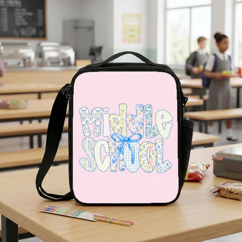 Girl Middle School Lunch Bag - Back To School Floral Bow Style Lunch Box Bag Girl Middle School Lunch Bag - Back To School Floral Bow Style Lunch Box Bag