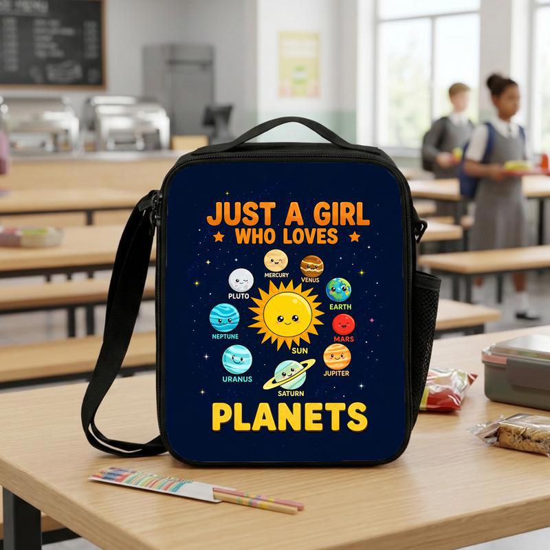 Girls Lunch Bag Space - Just A Girl Who Loves Planets Lunch Box Bag