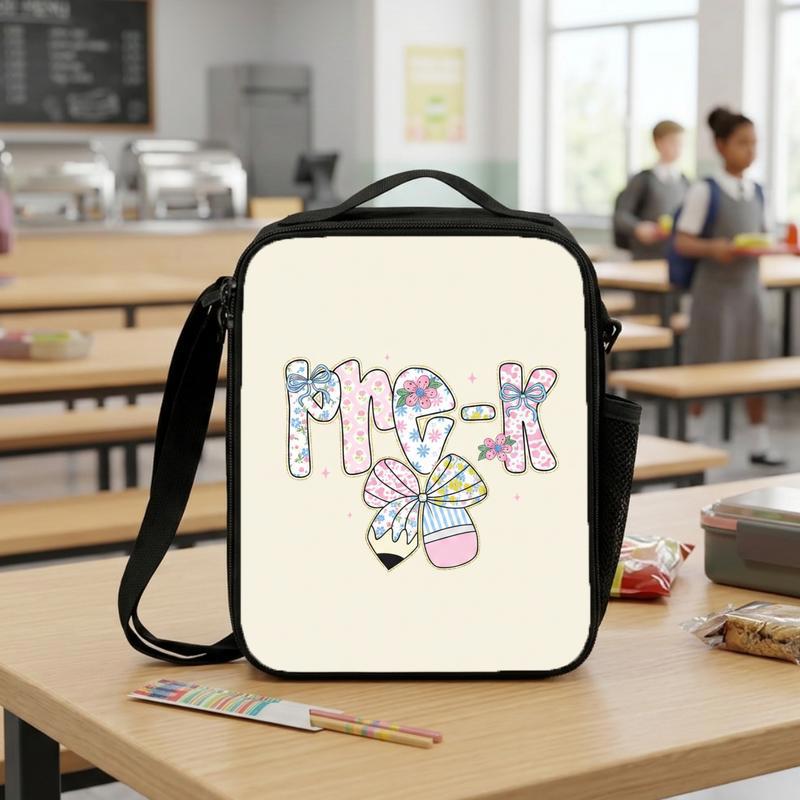 Girls Pre-K Back To School Lunch Bag - Floral Bow Aesthetic Lunch Box Bag Girls Pre-K Back To School Lunch Bag - Floral Bow Aesthetic Lunch Box Bag