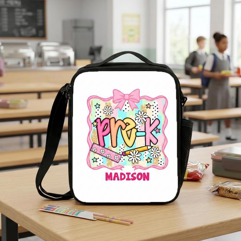Girls Pre-K Custom Lunch Bag - Cute Pattern School Style Lunch Box Bag