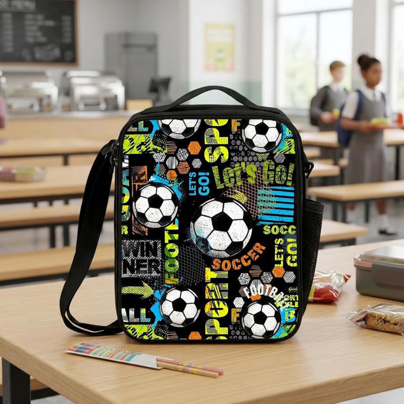 Grunge Soccer Pattern Lunch Bag - Cool Back To School Lunch Box Bag Grunge Soccer Pattern Lunch Bag - Cool Back To School Lunch Box Bag