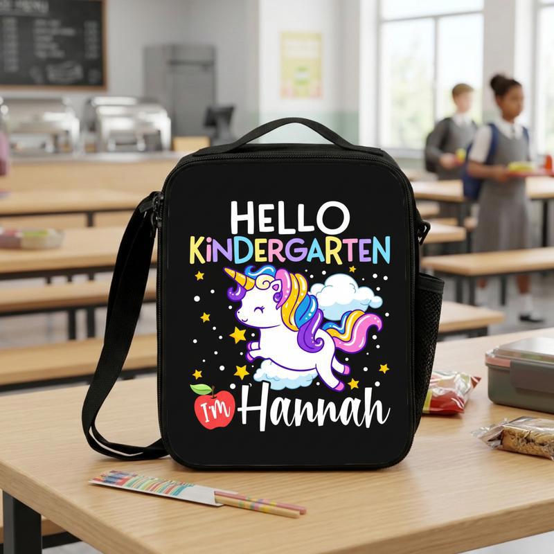 Hello Kindergarten Lunch Bag - Cute Unicorn Kids Style Lunch Box Bag