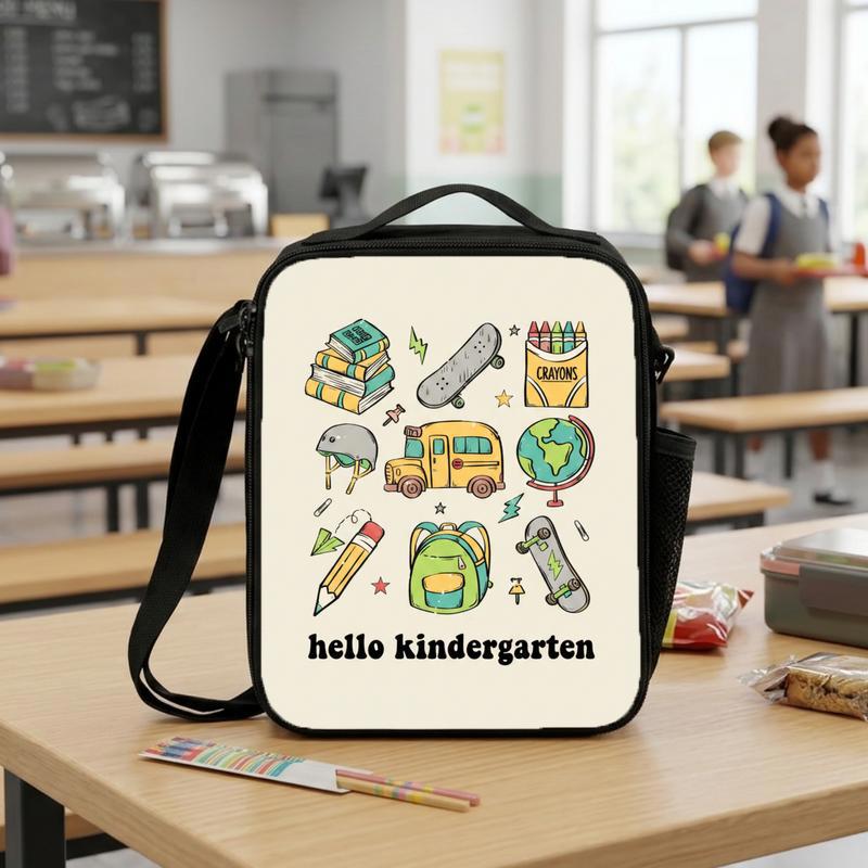 Hello Kindergarten Lunch Bag - School Icons Back To School Kids Lunch Box Bag