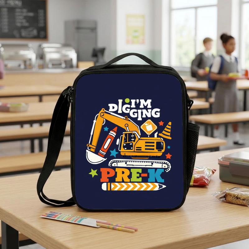 I'm Digging Pre-K Lunch Bag For Boys - Construction Theme Lunch Box Bag
