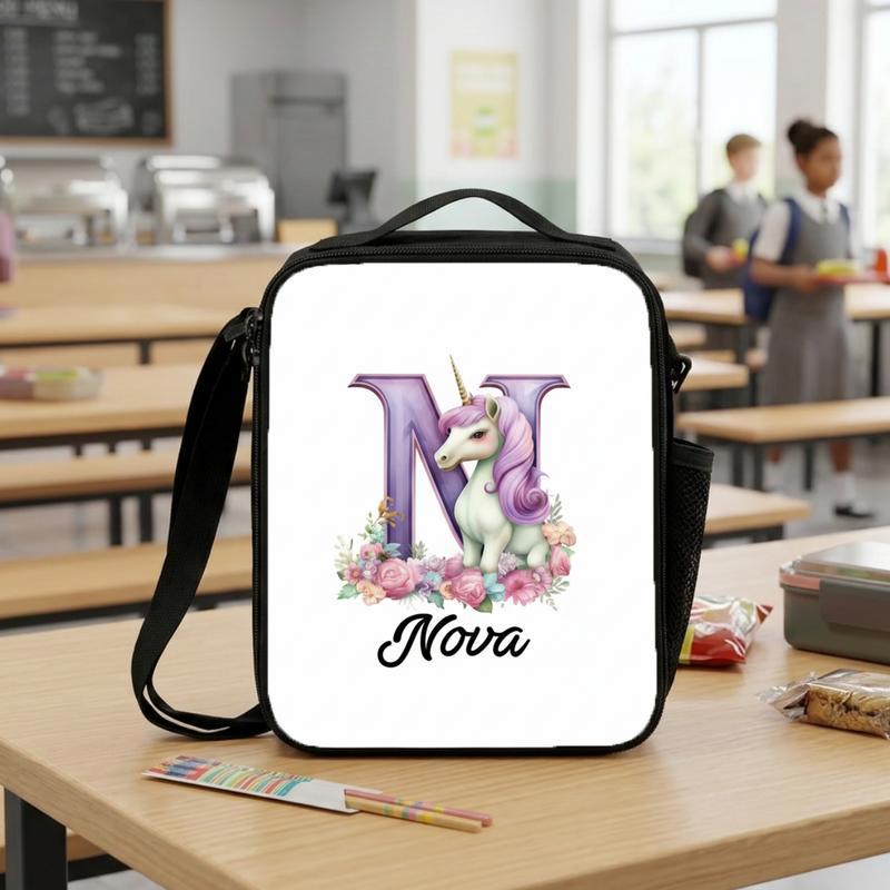 Initial Unicorn Lunch Bag - Personalized Kids Back To School Lunch Box Bag Initial Unicorn Lunch Bag - Personalized Kids Back To School Lunch Box Bag