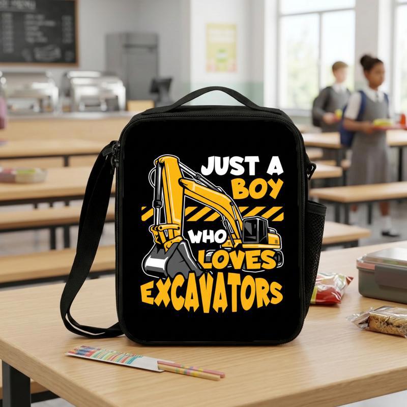 Just a Boy Who Loves Excavators - School Lunch Bag For Kids Lunch Box Bag Just a Boy Who Loves Excavators - School Lunch Bag For Kids Lunch Box Bag