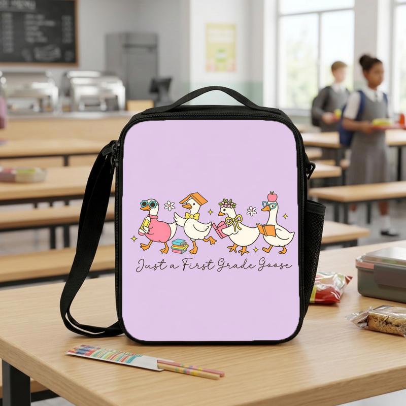 Just A First Grade Goose Lunch Bag - Cute Kids Back To School Lunch Box Bag
