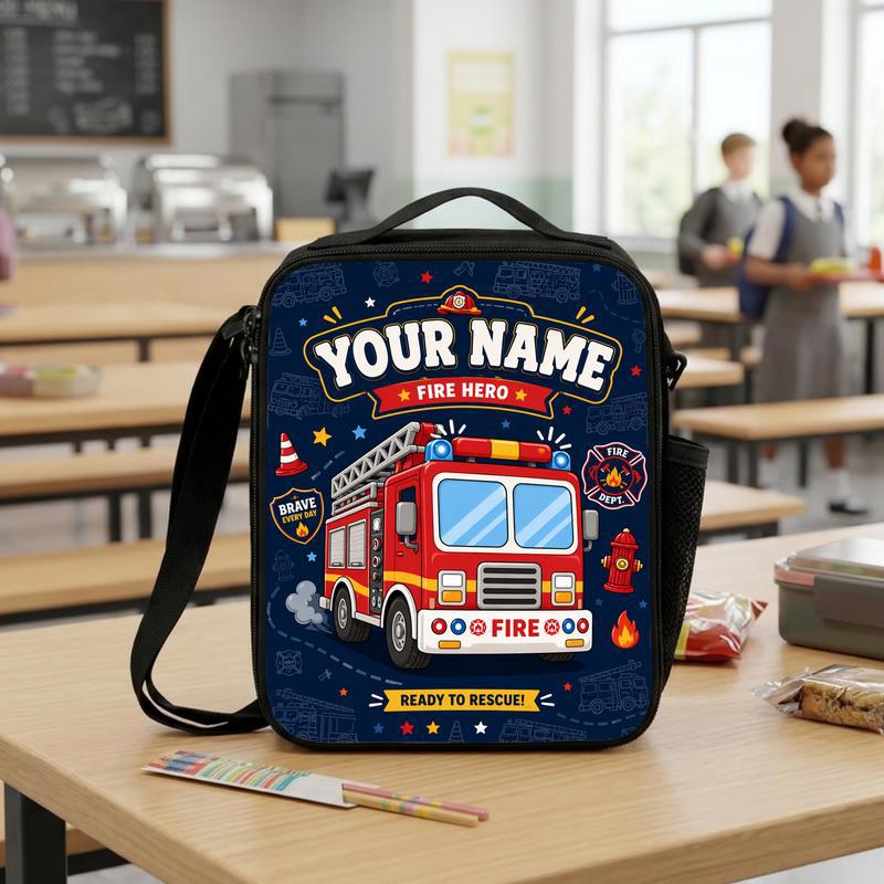 Kids Fire Truck Lunch Bag Custom Name - Fire Hero Back To School Lunch Box Bag Kids Fire Truck Lunch Bag Custom Name - Fire Hero Back To School Lunch Box Bag