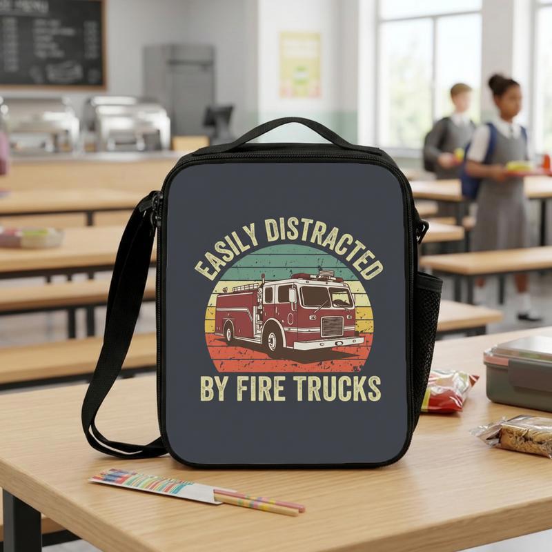 Kids Fire Truck Lunch Bag - Funny Firefighter Back To School Lunch Box Bag Kids Fire Truck Lunch Bag - Funny Firefighter Back To School Lunch Box Bag