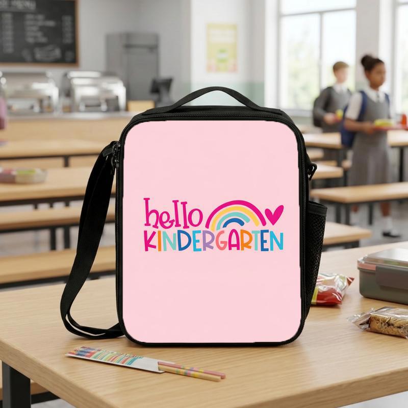 Kids Lunch Bag - First Day Kindergarten Rainbow Design Lunch Box Bag