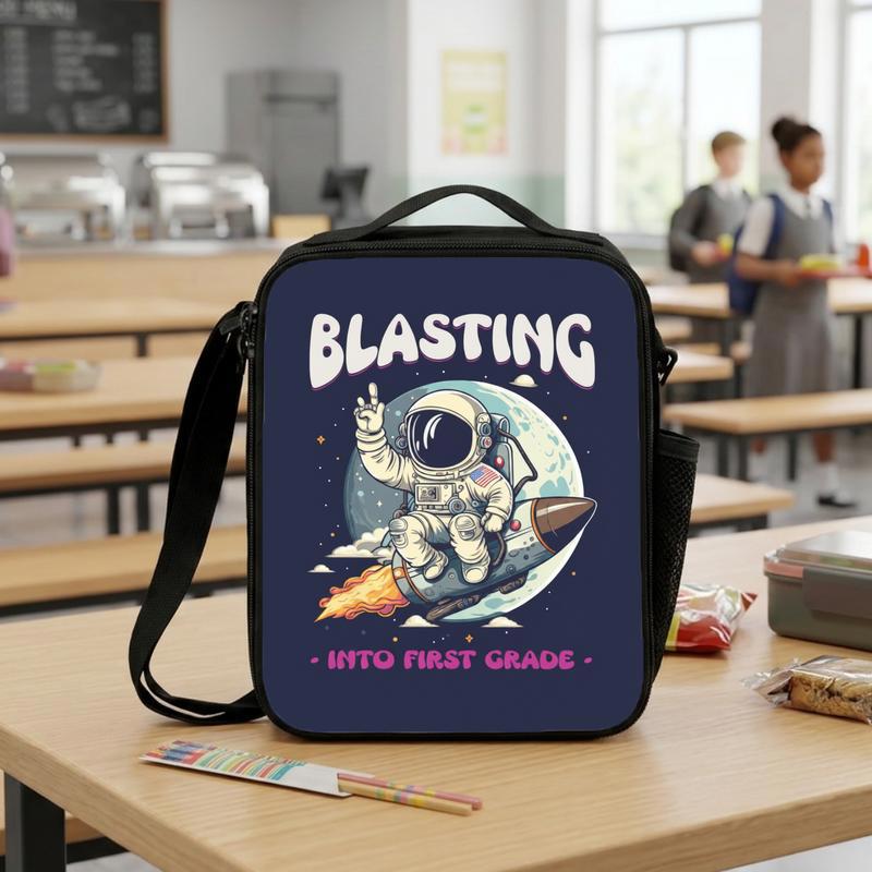 Kids Lunch Bag First Grade - Blasting Into Space Astronaut Lunch Box Bag