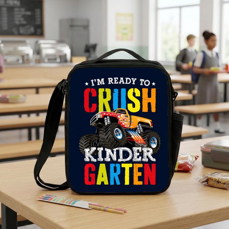 Kids Lunch Bag Ready To Crush Kindergarten - Monster Truck Lunch Box Bag