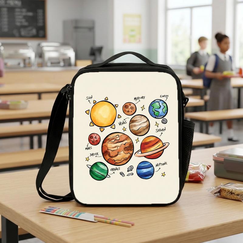 Kids Lunch Bag Solar System - Cute Planets Learning Design Lunch Box Bag