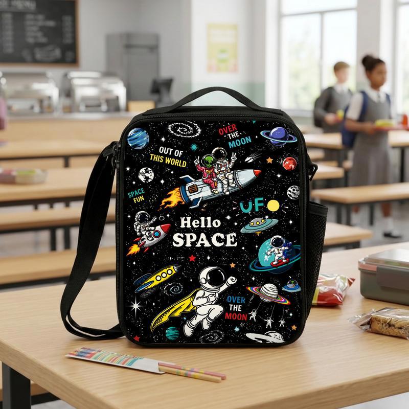 Kids Lunch Bag Space Fun - Astronaut Rocket Design Lunch Box Bag