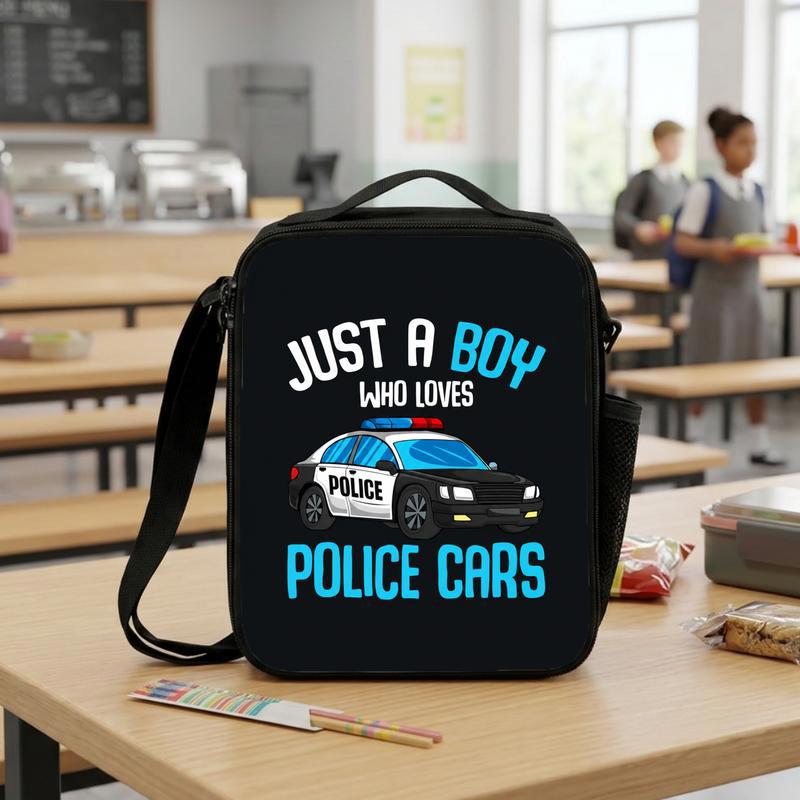 Kids Police Lunch Bag - Boy Loves Cars Back To School Lunch Box Bag