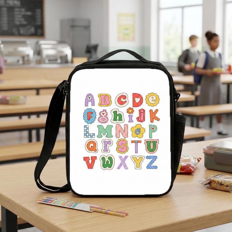 Kindergarten Lunch Bag - Cartoon Alphabet Letters Kids Style Lunch Box Bag Kindergarten Lunch Bag - Cartoon Alphabet Letters Kids Style Lunch Box Bag