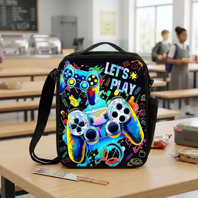 Let’s Play Gamer Lunch Bag - Color Splash Back To School Lunch Box Bag Let’s Play Gamer Lunch Bag - Color Splash Back To School Lunch Box Bag
