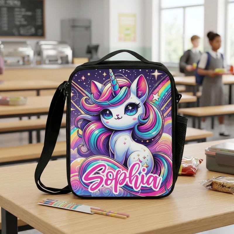 Magical Unicorn Lunch Bag - Custom Name Kids School Lunch Box Bag Magical Unicorn Lunch Bag - Custom Name Kids School Lunch Box Bag