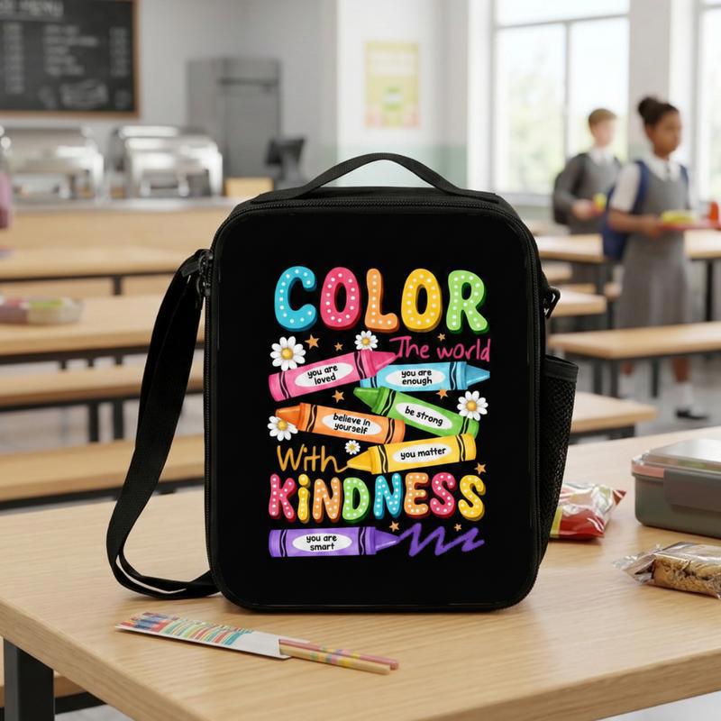 Middle School Lunch Bag - Colorful Kindness School Message Lunch Box Bag