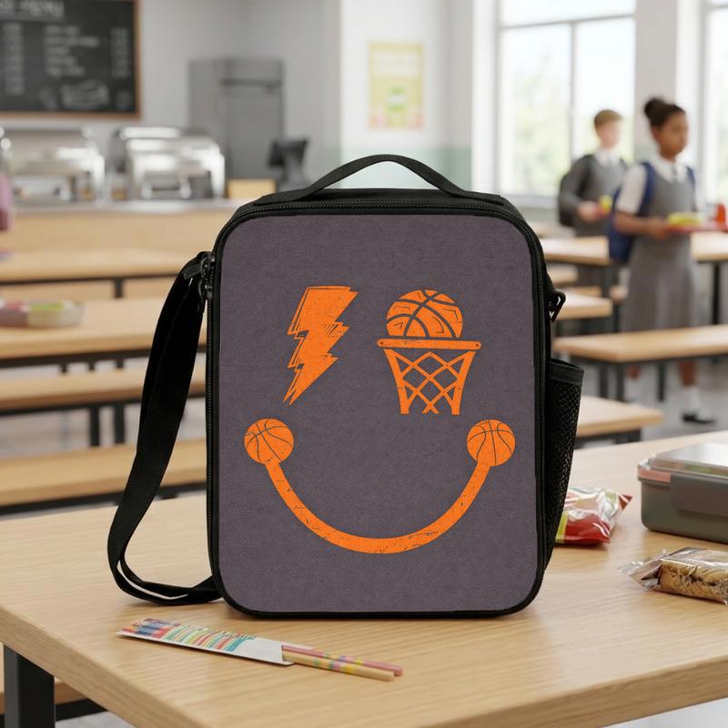 Minimal Basketball Lunch Bag - Back To School Simple Sport Style Lunch Box Bag Minimal Basketball Lunch Bag - Back To School Simple Sport Style Lunch Box Bag