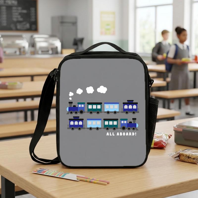 Minimal Train Lunch Bag For Kids - Cute Railway School Style Lunch Box Bag Minimal Train Lunch Bag For Kids - Cute Railway School Style Lunch Box Bag