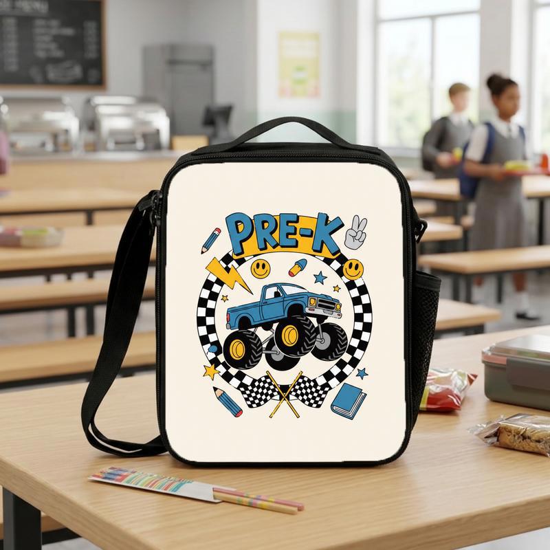 Monster Truck Pre-K Lunch Bag For Boys - Back To School Fun Lunch Box Bag Monster Truck Pre-K Lunch Bag For Boys - Back To School Fun Lunch Box Bag