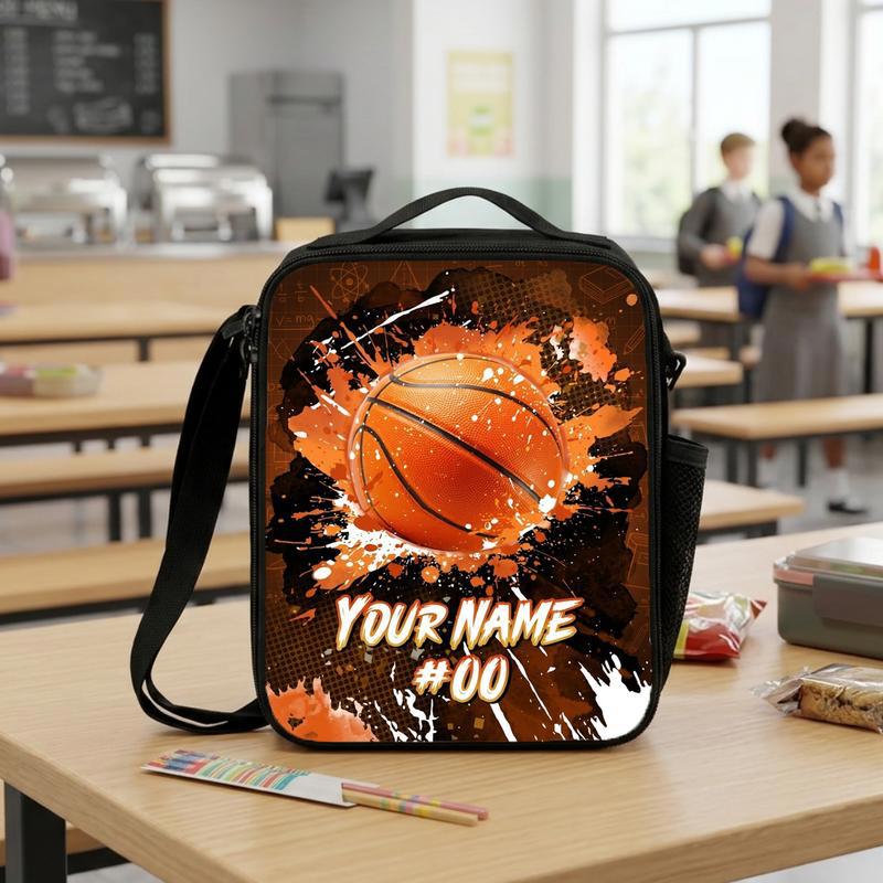 Personalized Basketball Lunch Bag - Back To School Player Gift Lunch Box Bag Personalized Basketball Lunch Bag - Back To School Player Gift Lunch Box Bag