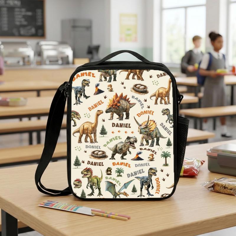 Personalized Dino Lunch Bag - Jurassic Kids School Style Lunch Box Bag Personalized Dino Lunch Bag - Jurassic Kids School Style Lunch Box Bag
