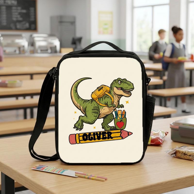 Personalized Dinosaur Back To School Lunch Bag With Name Lunch Box Bag