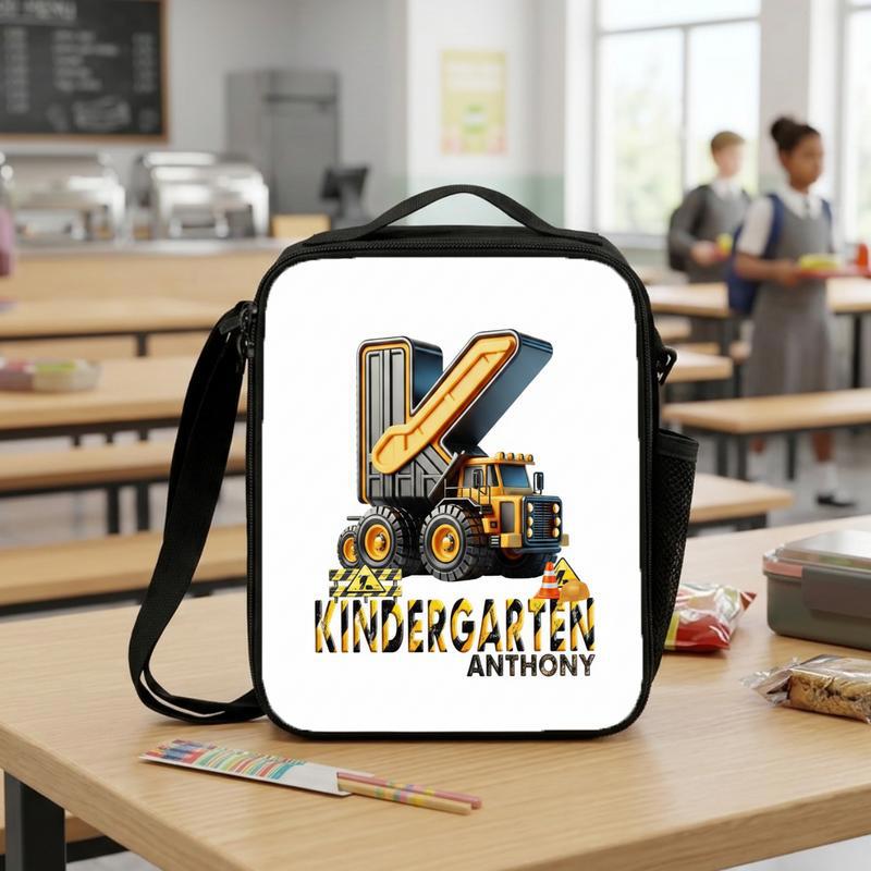 Personalized Dump Truck Lunch Bag - Kindergarten Boy Gift Lunch Box Bag