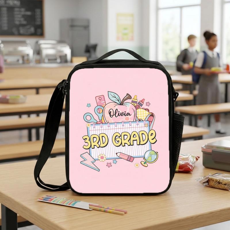 Personalized Elementary School Name Lunch Bag - Cute Gift For Girls Lunch Box Bag Personalized Elementary School Name Lunch Bag - Cute Gift For Girls Lunch Box Bag