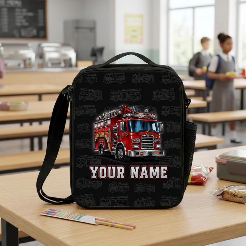 Personalized Fire Truck Lunch Bag - Kids Custom Name Bag Lunch Box Bag Personalized Fire Truck Lunch Bag - Kids Custom Name Bag Lunch Box Bag