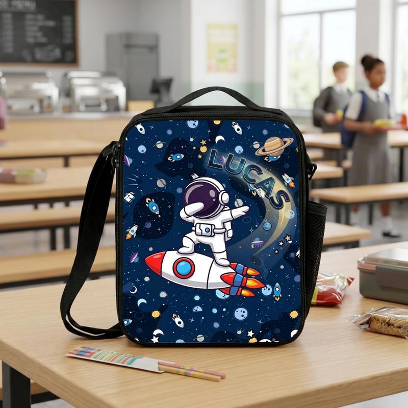 Personalized Kids Lunch Bag - Astronaut Rocket Space Theme Lunch Box Bag