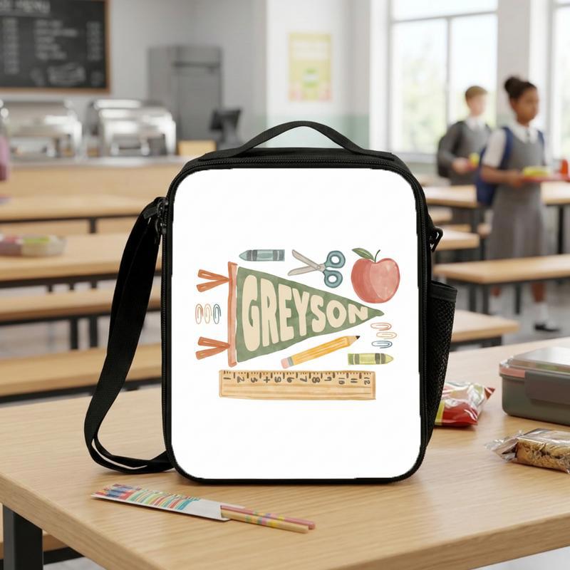Personalized Kids Lunch Bag - Elementary School Name Pennant Lunch Box Bag Personalized Kids Lunch Bag - Elementary School Name Pennant Lunch Box Bag