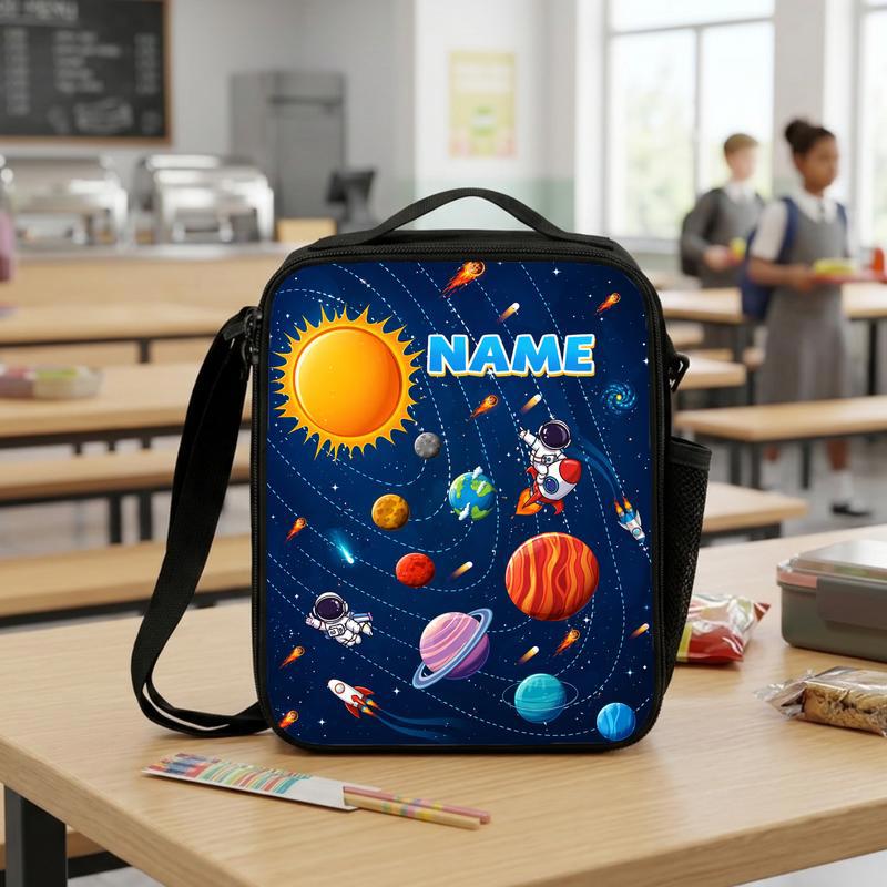 Personalized Kids Lunch Bag - Solar System Custom Name Lunch Box Bag